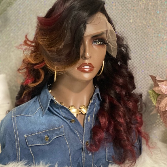 🔥SOLD-OUT New 24”Fire Sunset💯Brazilian Human Hair 13X6 HD Transparent Wig🔥 - Picture 9 of 16